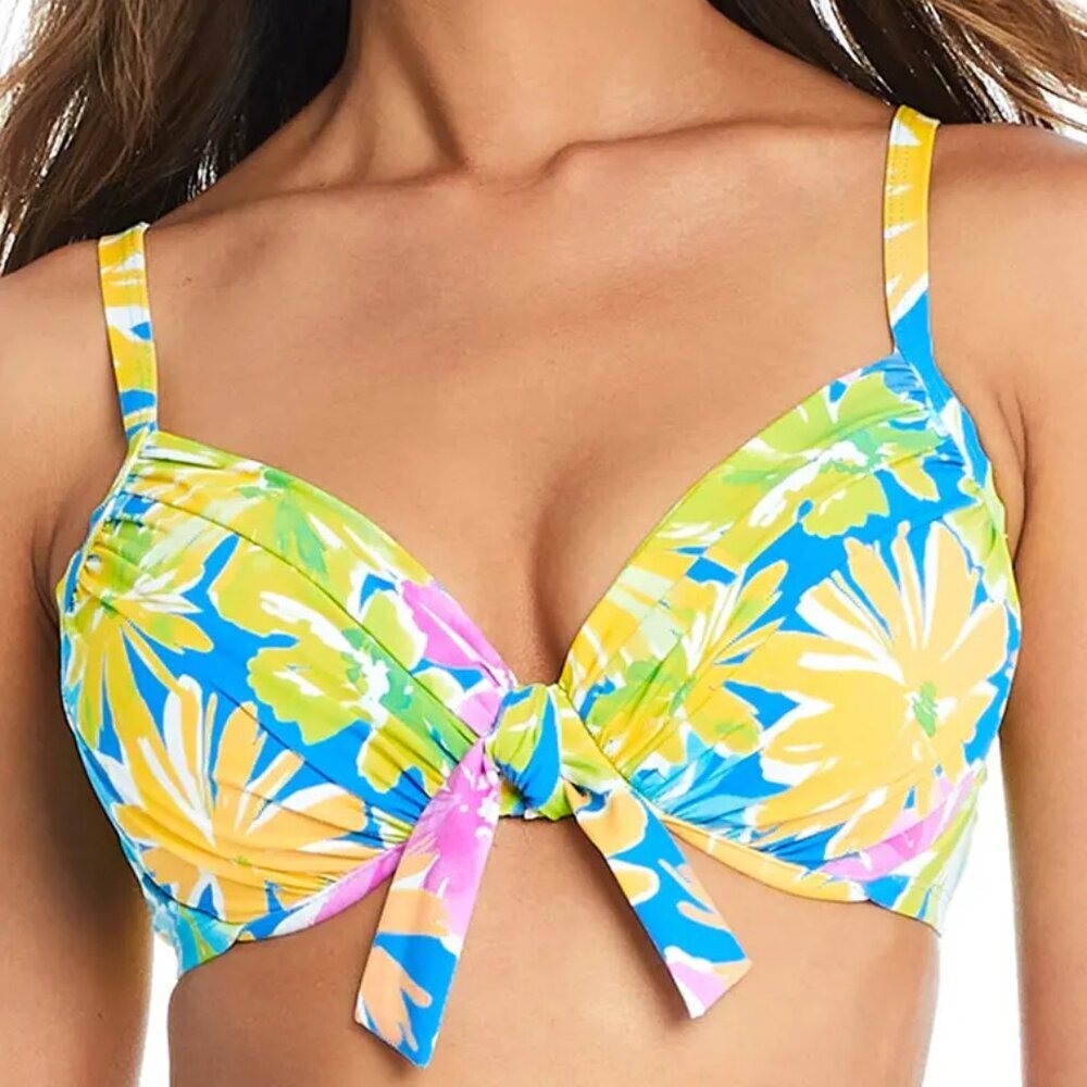 NWT Bleu Rod Beattie Spring it On Tie Front D-Cup Underwire Bikini Top